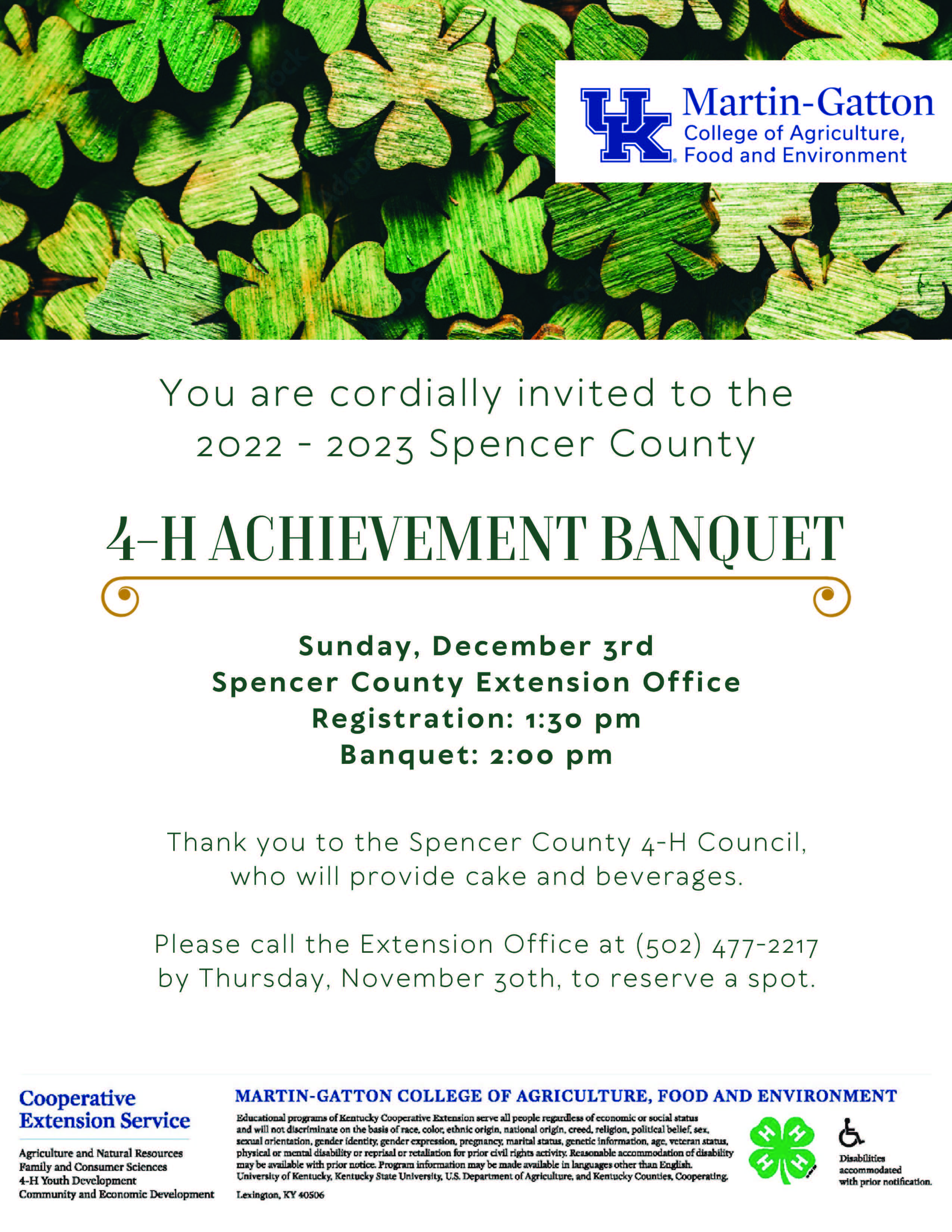 4-H Achievement Banquet flyer
