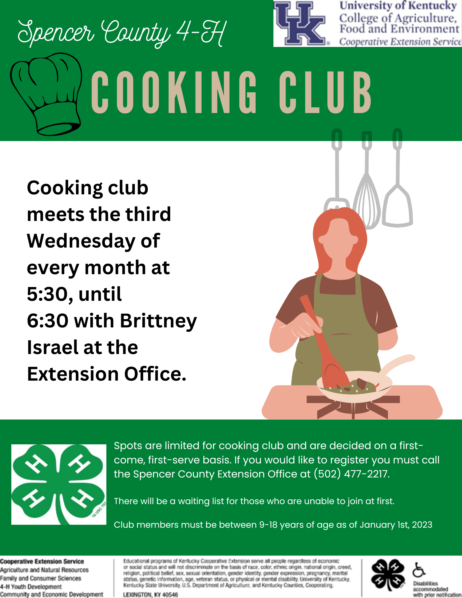 Cooking Club flyer