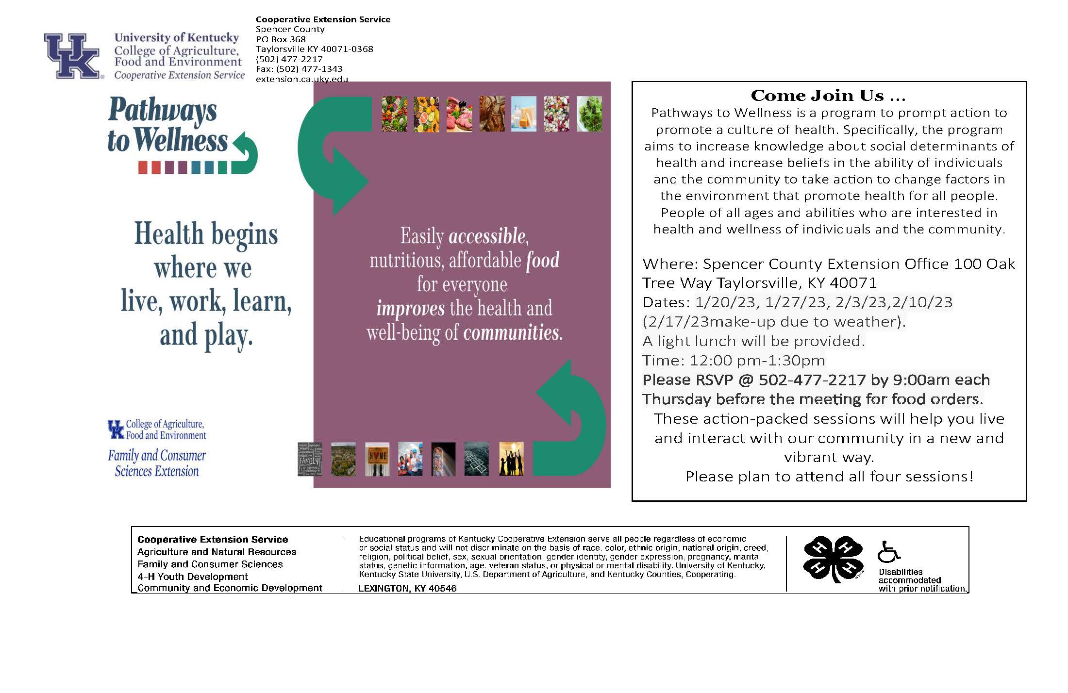 Flyer for Pathways to Wellness