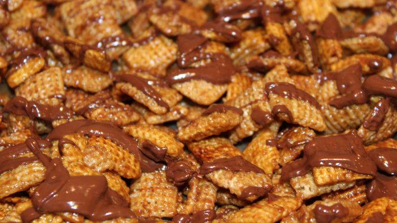 Chocolate covered Chex-Mix