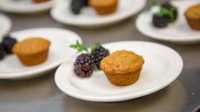 Muffin and blackberries